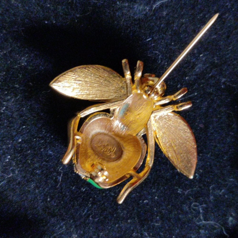 Joan Rivers RARE green apple bee brooch pin - Picture 2 of 3